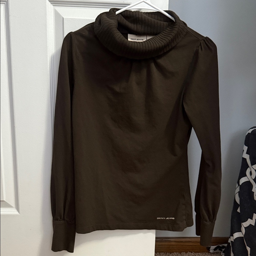 DKNY Dark Brown Cowl Neck Sweater